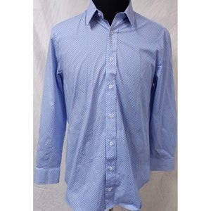 Nick Graham Everywhere Stretch Modern Fit Large Blue Geometric Button Up Shirt